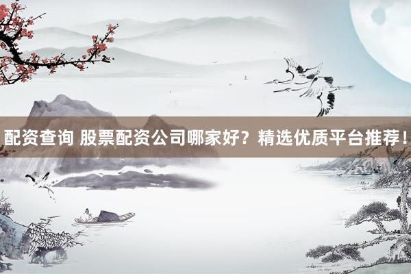 配资查询 股票配资公司哪家好？精选优质平台推荐！